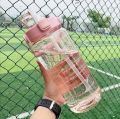 2000ml Gradient Frosted Water Bottle With Handle Outdoor Portable Straw Cup. 