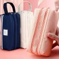 Large Capacity Pencil Cases Double Layer Simple Canvas Bags for Girls Back to School School Office Supplies Stationery. 