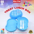 Compartment Treat Lunch Box for Kids Girls Cartoon pattern Portable Students Treat Box with Fork Spoon Sandwich Snack Food Box. 