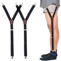 2pcs Men's Shirt Holders Stays Y-Style Adjustable Elastic Leg Suspenders Straps Non-slip Clips Sock Garter Clamps for . 