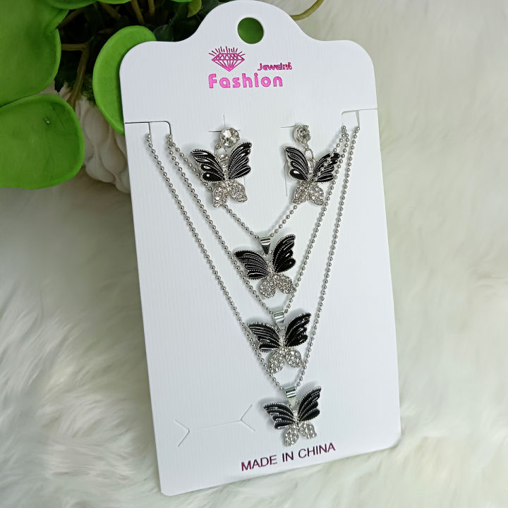 Women's Wedding Jewelry Set with Necklace Pendant Chain and Earrings
