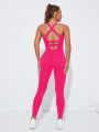 Seamless Women'S Yoga Jumpsuits Racerback Strappy Back Athletic One-Piece Bodysuits For Gym & Workout Activewear. 