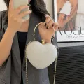 Evening Clutch Bag Women Bag Shiny Handbag Heart Shape Metal Clutches Bag Fashion Chain Shoulder Crossbody Bag Luxury Lady Purse. 
