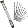 11PCS 1mm-3.5mm Hand Twist Drill Set Precision Pin Vise Hand Drill with Twist Drill Bits Set of 11 Pieces Rotary Tools For Model. 