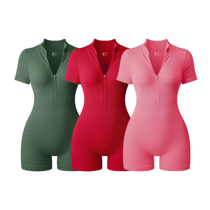 2025%20Yoga%20Jumpsuit%20Summer%20Short%20Sleeve%20Zipper%20Sports%20Wear%20Gym%20Fitness%20Sports%20Bodysuits%20Women%20Fashion%20Running%20Yoga%20Fitness%20Suit%20-%20Image%202