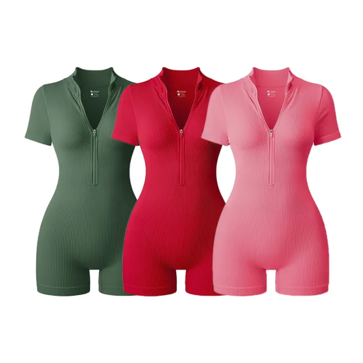 2025%20Yoga%20Jumpsuit%20Summer%20Short%20Sleeve%20Zipper%20Sports%20Wear%20Gym%20Fitness%20Sports%20Bodysuits%20Women%20Fashion%20Running%20Yoga%20Fitness%20Suit%20-%20Image%202