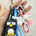 Sanrio Silicone Four section Chain Set Hello Kitty Kuromi Melody Cartoon Character Keychains Used as Rewards and Gifts. 