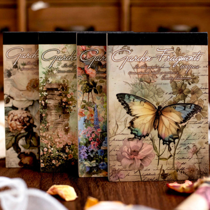 100pcs/pack%20Garden%20Whisper%20Series%20Retro%20Handbook%20Tearable%20Material%20Paper%20Creative%20DIY%20Handmade%20Scrapbook%20Aesthetic%20Craft%20Paper%20-%20Image%202