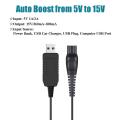 USB to DC 15V Charger Cable for  Norelco One Blade QP6510 QP6520 QP6530 QP6550 QP6505 QP6620 Shaver. 