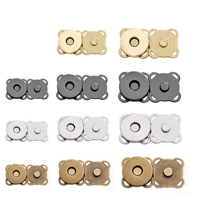 10Sets Square Magnetic Snap Fasteners Clasps Button Handbag Purse Wallet Craft Bags Parts Accessories 11mm 15mm 19mm Pick Colors
