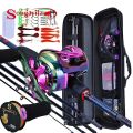 Sougayilang Fishing Rods and Reels 5 Section Carbon Rod Baitcasting Reel Travel Fishing Rod Set with Full Kits Carrier Bag. 