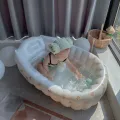 Baby Shower Basin Baby Folding Inflatable Learning Seat Multifunctional Dining Chair Bath Bench Small Sofa Shower Basin Bath Tub. 
