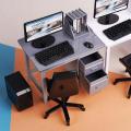 1/12 Scale Dollhouse Miniature Computer Keyboard Desk Chair Set - Home Study Room Furniture Decor Micro Scene Props Kit. 