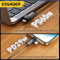 2m Long Essager 2-in-1 Right Angle Cable C-L 29W C-C 65W Fast Charging Elbow Data Cable For iPhone 16 15 14 13 12 MacBook iPad.