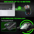 Bengoo KM-1 Rechargeable Wireless RGB Gaming Mouse 3200 DPI Honeycomb Shell 6 Programmed Buttons 3 Adjustable DPI USB Receiver for Laptop PC Mac. 