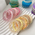 6pcs Sweet Cute Colorful Spiral Hair Ties Resin Jelly Coil Hair Rings Elastic Women Girls Ponytail Holders Hair Accessories. 