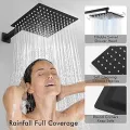KES Black Shower Set 3-Function Concealed Shower System for Bathroom Wall Mounted 12-Inch Shower Head with Handheld Including Rough-in Valve Body and Trim. 