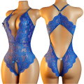 Women's Plus Size Swimwear Erotic Bikini Lingerie Sexy Crotchless Lace Hollow Bodysuit Bikinis Set V Neck Open Bra Mini Swimsuit. 