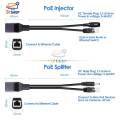 Power over Ethernet PoE Adapter injector + splitter kit Poe cable. 