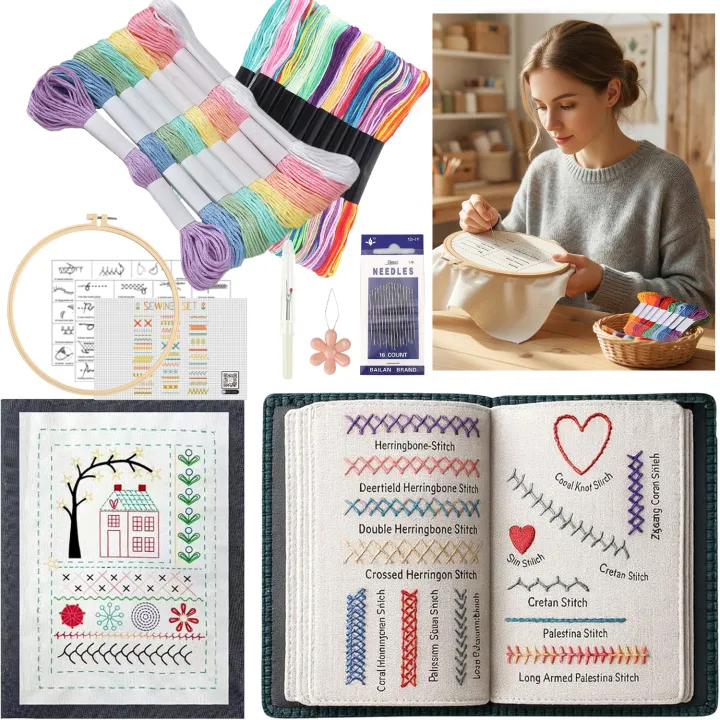 Basic Hand Embroidery Stitches Book for Beginners Adults DIY Sewing ...