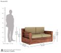 Marriott Wooden Sofa Set in 3+2+1 Seating (Honey Finish, Irish Cream). 