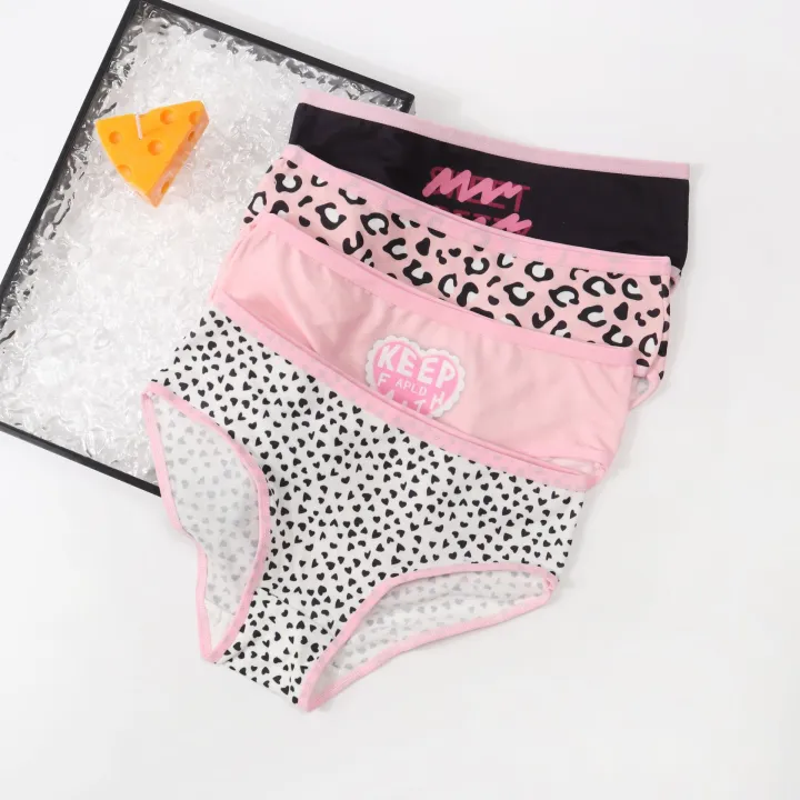 New%204PCS%20Children's%20Panties%20Alphabet%20Printed%20Breathable%20Triangle%20Panties%20Girls%20Student%20Panties%20Teenage%20Teenage%20Panties%20Trousers%20-%20Image%202