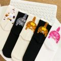 Cartoon Cat Egg Couple Socks Cozy Mid-Calf for Maternity Warm Winter Cute Present for Christmas Cat Lovers Family. 
