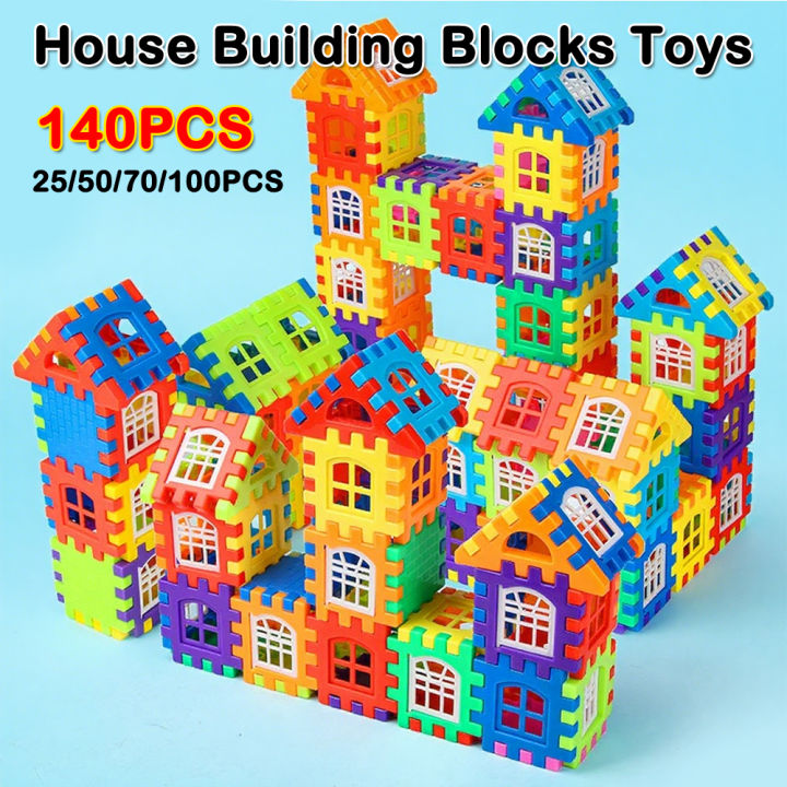 140-25PCS Large Scale House Building Blocks Simulation Window Design Construction Set Kindergarten Toys For Boys And Girls 