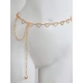 Fashionable Heart-Shaped Rhinestone Waist Chain Metal Belt For Women.