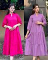 Cotton Solid Color Long Maxi Dress for Women, Girls Wear. 