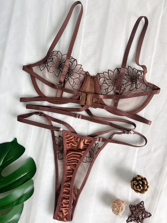 High-End%20Floral%20Embroidered%20Underwire%20Bra%20Set,%20Women's%20Mesh%20Unlined%20Bra%20+%20Panties%20-%20Image%203