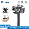 XCAN CNC Spoilboard Surfacing Router Bit 8mm Shank 3/4 Flute Insert Carbide Slab Flattening Router Bit Wood Planer Bit. 