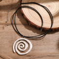Ethnic Creative Big Spiral Conch Pendant Necklace Women Goth Adjustable Leather Wax Thread Chain Holiday Y2K Jewelry Accessories. 