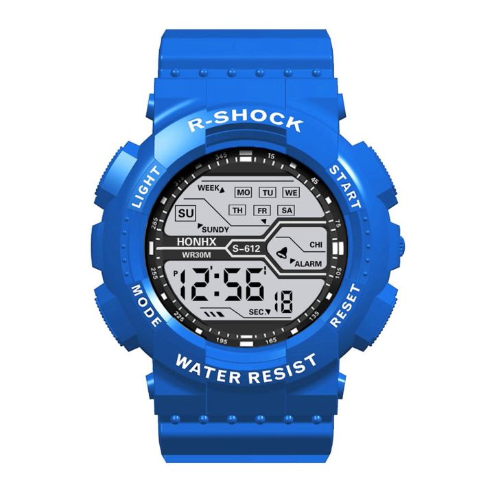 Fashion Waterproof Men's Boy LCD Digital Stopwatch Date Rubber Sport ...