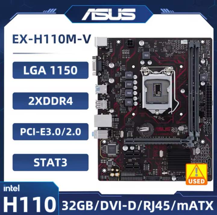 ASUS EX-H110M-V Motherboard LGA 1151 intel H110 DDR4 32GB support Celeron G3900  i3-6300 7100 6500 cpu Micro ATX