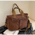 Casual Corduroy Messenger Bags Large Capacity Commuter Mummy Portable Shoulder Bag Multi Layers Camping Tote Bags.