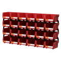 6/24 Pcs Red Stackable Plastic Parts Bins - 5"x4"x3" Garage Tool Storage Containers - Heavy-Duty Organizer Bins for Workshop.
