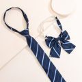 Handcrafted JK-style striped necktie & bow tie - youthful school uniform accessory. 