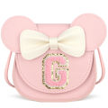 Todder Girls Pink Bow Alphabet Bag Kids Girls Shoulder Mouse Ear Messenger Bag  Cross-Border Little Girl Mini Wallet XC14. 
