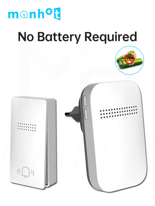MANHOT New Wireless Doorbell Waterproof Plug Button No Battery Required Ring Bell Chimes Sets Home Smart Door Bell 38 Ringtones