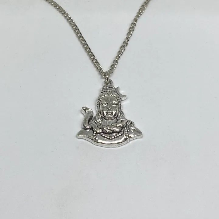 Mahadev Locket with Chain for Men & Women / Silver Color - 1 Set