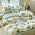 3-piece cartoon heart-shaped plant floral print set, a duvet cover and a pair of pillowcases (no padding), suitable for bedroom.