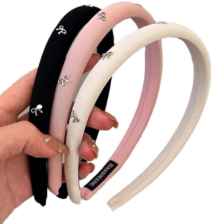 1PC Generic Women's Headband Set, 3 Pieces, White, Pink, Black, with Bow Accents