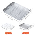 Stainless Steel Baking Pan Tray With Wire Rack Cake Baking BBQ Pan Tray Plate Oven Brownie Rack Cooking Roasting Grilling Tool.