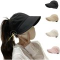Sun Hats for Women Wide Brim UV Protection Hollow Top Sun Hat Summer Beach Packable Visor Fisherman Caps with Mask Button.