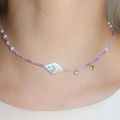 Natural moon and star purple beaded chain, fresh and elegant, fashionable accessory. 
