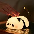 LED Night Light Cute Panda Cartoon Animals Silicone Lamp USB Rechargeable Timing Sleeping Lamp Bedroom Decoration for Children. 