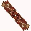1pc Autumn Maple Leaf Embroidered Table Runner, Flocked Brown Maple Design, Rustic Farmhouse Thanksgiving Harves. 