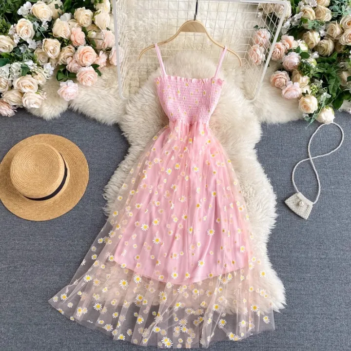 YuooMuoo%20Women%20Dress%202026%20New%20Korean%20Fashion%20Floral%20Print%20Spaghetti%20Straps%20Mesh%20Party%20Dress%20Vacation%20Style%20Lady%20Beach%20Vestidos%20-%20Image%205