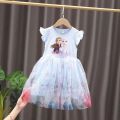 Summer Baby Girls Dresses For Girls Vestidos Wedding Party Clothes Kids Pajama Top Frozen Anna Elsa Print Princess Party Dress. 